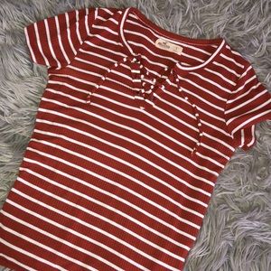 Burnt orange striped Hollister top